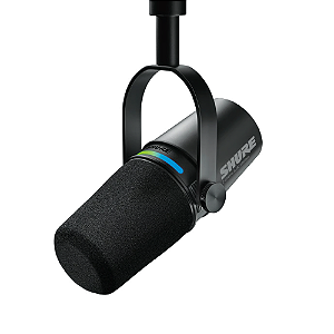 Microfone Shure MV7i Smart Dinâmico USB/XLR com Interface 2 Canais Preto Entrada Combo XLR/¼" Phantom DSP e Touch Panel