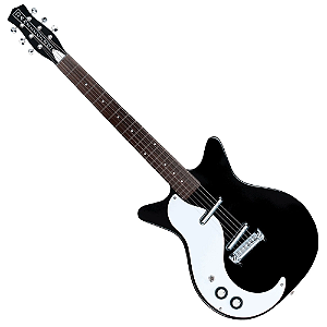 Guitarra Danelectro 59 M NOS+ Canhoto Black com Captadores Lipstick NOS+ Single-Coil e Ponte Wraparound Ajustável