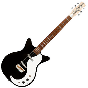 Guitarra Danelectro Stock '59 Black com Captadores Lipstick Single-Coil Corpo Shorthorn Semi-Oco e Ponte Wraparound