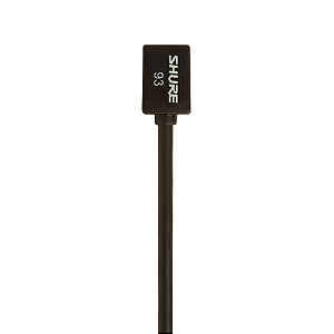 Microfone Shure WL93 Lapela Subminiatura Omnidirecional Condensador Preto com Cabo 1,2m Conector TA4F TQG Presilha Windscreen para Bodypack