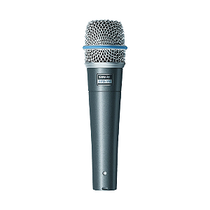 Microfone Shure Beta 57A para Instrumentos Dinâmico Supercardioide com Mount Integrado XLR Shock-Mount Pneumático Neodímio Grade Metálica Resistente