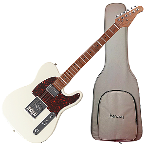 Guitarra Benson Hardy HD 905 OWT TT Olympic White TT com Corpo Alder Braço Roasted Maple Parafusado Escala Roasted Maple 22 Trastes Captadores Wilkinson Humbucker e Bag