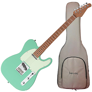 Guitarra Benson Hardy HD 904 SFG MGPG Surf Green com Corpo Alder Braço Roasted Maple Parafusado Escala Roasted Maple 22 Trastes 3 Captadores Single Coil Wilkinson Alnico e Bag