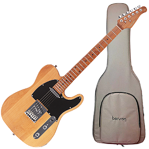 Guitarra Benson Hardy HD 904 N BKPG Natural com Corpo Alder Braço Roasted Maple Parafusado Escala Roasted Maple 22 Trastes 2 Captadores Single Coil Wilkinson Alnico e Bag