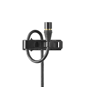 Microfone Shure MX150B/C-TQG Lapela Subminiatura Cardioide Condensador Preto com Cabo Kevlar Conector TA4F TQG Presilha Dupla e Windscreens