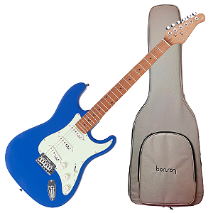 Guitarra Benson Hardy HD 901 SNB MGPG Sonic Blue com Captadores Wilkinson Alnico 5 Single-Coil Ponte Wilkinson Tremolo 2 Pivôs Pickguard Mint Green e Bag
