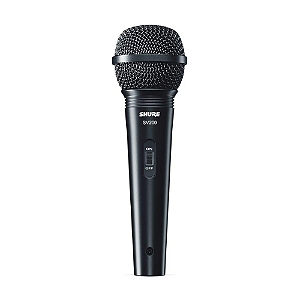 Microfone Shure SV200 Vocal Dinâmico Cardioide com Interruptor On/Off Cabo XLR-XLR Durável Globo Resistente Shock-Mount Interno Filtro Anti-Pop e Cachimbo