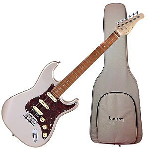 Guitarra Benson Hardy HD 902 CG Cinza com Captadores Wilkinson Alnico 5 HSS Ponte Wilkinson Tremolo 2 Pivôs Pickguard Tortoise e Bag