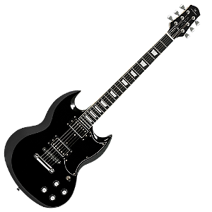 Guitarra Michael Oldflame GMG800 BLK Black com Corpo Poplar Braço Maple Colado Escala Purple Heart 22 Trastes 2 Humbuckers Cerâmicos Ponte Tune-o-Matic