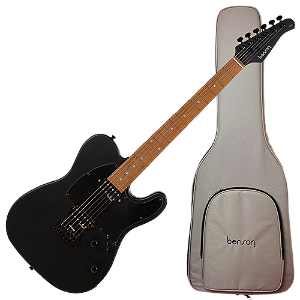 Guitarra Benson Hardy HD 906 SBK Sonic Black com Captadores Wilkinson Humbucker Alnico V Ponte Wilkinson Tremolo 2 Pivôs e Bag