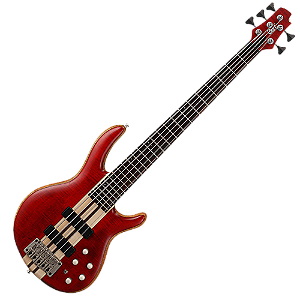 Contrabaixo Cort Artisan A5 Plus FMMH OPBC Open Pore Black Cherry Neck-Thru 5 Cordas com Captadores Bartolini MK-1 Pré-amp 3 Band EQ e Top Figured Maple
