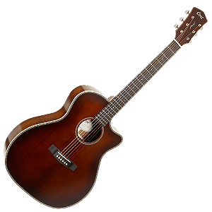 Violão Eletroacústico Cort Essence GA4 Special BRSG Brown Burst Semi Gloss Grand Auditorium com Top Solid Sitka Spruce Fundo Arqueado em Pau Ferro e Eletrônica Fishman Presys II