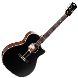 Violão Eletroacústico Cort Essence GA4 Special BTSG Black Top Semi Gloss Grand Auditorium com Top Solid Sitka Spruce Black Fundo Arqueado em Pau Ferro e Eletrônica Fishman Presys II