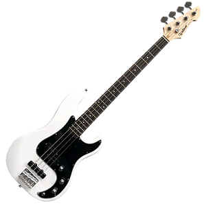 Contrabaixo Waldman GPJ 100 WH White Motown Series 4 Cordas PJ com Captadores Precision Jazz Bass Corpo Basswood e Braço Maple