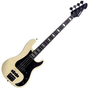 Contrabaixo Waldman GPJ 200XB IV Ivory Motown Series 4 Cordas PJ com Black Hardware Captadores Precision Jazz Bass e Corpo Hard Wood