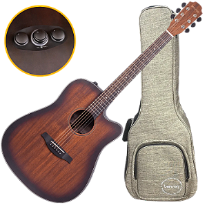 Violão Eletroacústico Aço Benson Exodus EXD500CFX Light Burst com Tampo Maciço Pré Double S2 com Chorus Delay Reverb e Bag Deluxe