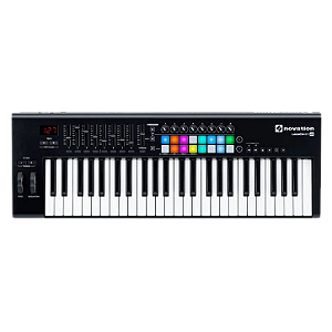 Teclado Controlador MIDI Novation Launchkey 49 MK2 49 Teclas Semi-pesadas com 16 Pads RGB 8 Knobs 9 Faders e Integração Nativa com Ableton Live