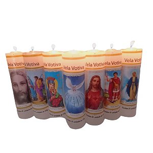 Kit 6 Velas Votivas 7 Dias Com Imagens de Santos Católicos - 210 gr cada