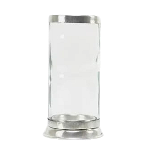 Porta Velas Vidro Transparente Com Base De Alumínio Castiçal - 1 und