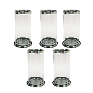 Kit 5 Suportes De Velas  de 7 dias de Vidro com Base de Aluminio