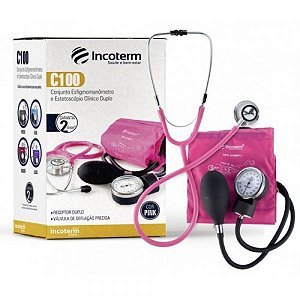 Conjunto de Aparelho de Pressão e Estestocópio- C100 Cor Pink Incoterm