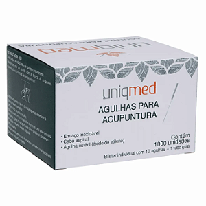 Agulhas para Acupuntura 0,25x40mm com 1.000 unidades - Uniqmed