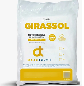 Compressa de Gaze 13 Fios com 500 unid. 7,5x7,5 - Girassol Desc Têxtil