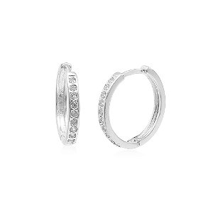Brinco Argola Cravejada De Zircônias 12 mm - Prata 925