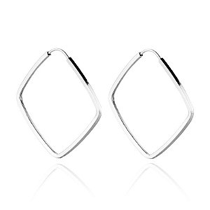 Brinco Argola de Prata Losango Fio Quadrado 38 mm
