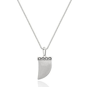 Colar De Prata Dente Com Zircônias 45 cm