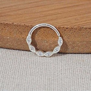 Piercing Argola De Prata Navete Zircônias