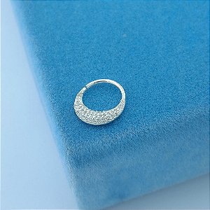 Piercing De Prata Argola Frontal Zircônias Brilhantes