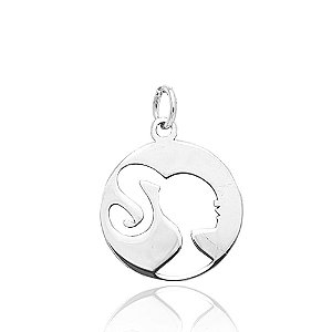 Pingente De Prata Boneca Vazada 19 mm
