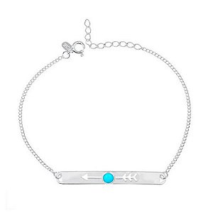 Pulseira De Prata Flecha Boho Turquesa 18 cm