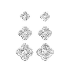 Trio de Brincos Trevos - Prata 925