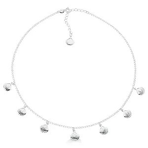 Choker De Prata Conchas Do Mar 40 cm + Extensor
