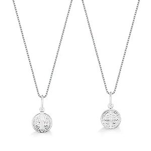 Colar De Prata Medalha São Bento 45 cm