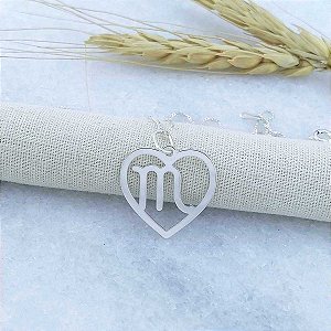 Colar De Prata Coração Signo Escorpião