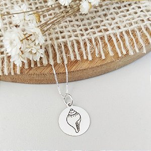 Colar De Prata Medalha Conchinha 45 cm