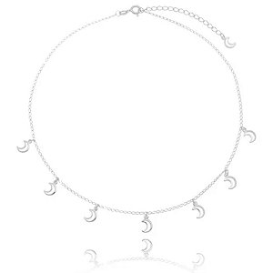 Colar Choker De Prata Luas Vazadas Com extensor