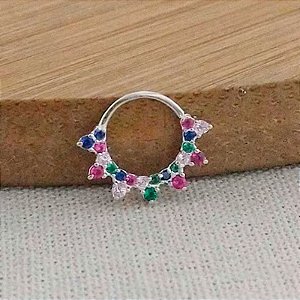 Piercing  Argola Frontal Zircônias Coloridas
