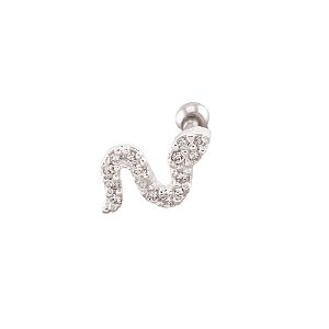 Piercing Helix De Prata Cobra Cravejada De Zircônias