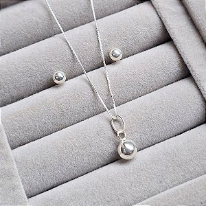 Conjunto Bola de Prata Corrente Veneziana 45 cm