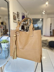 Bolsa sacola caramelo com zíper