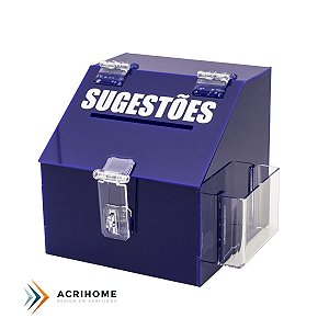 Mini caixa de sugestões de acrílico azul