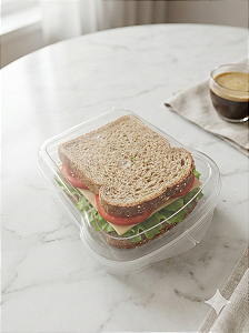 Sanduicheira com Tampa Fixa Transparente Ideal Para Levar Lanche na Bolsa com Segurança