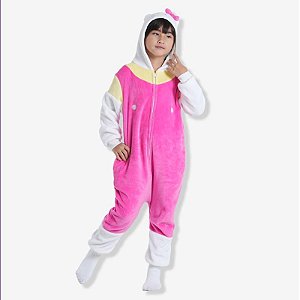 MACACÃO KIGURUMI INFANTIL HELLO KITTY -  DE 9 A 10 ANOS