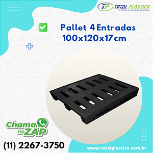 Pallett de Plástico Vazado 100cm x 120cm x 17cm - 4 Entradas