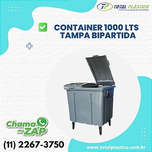 CONTAINER DE LIXO 1000 LITROS COM TAMPA BIPARTIDA