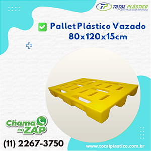 Pallet de Plástico Vazado 80cm x 120cm x 15cm